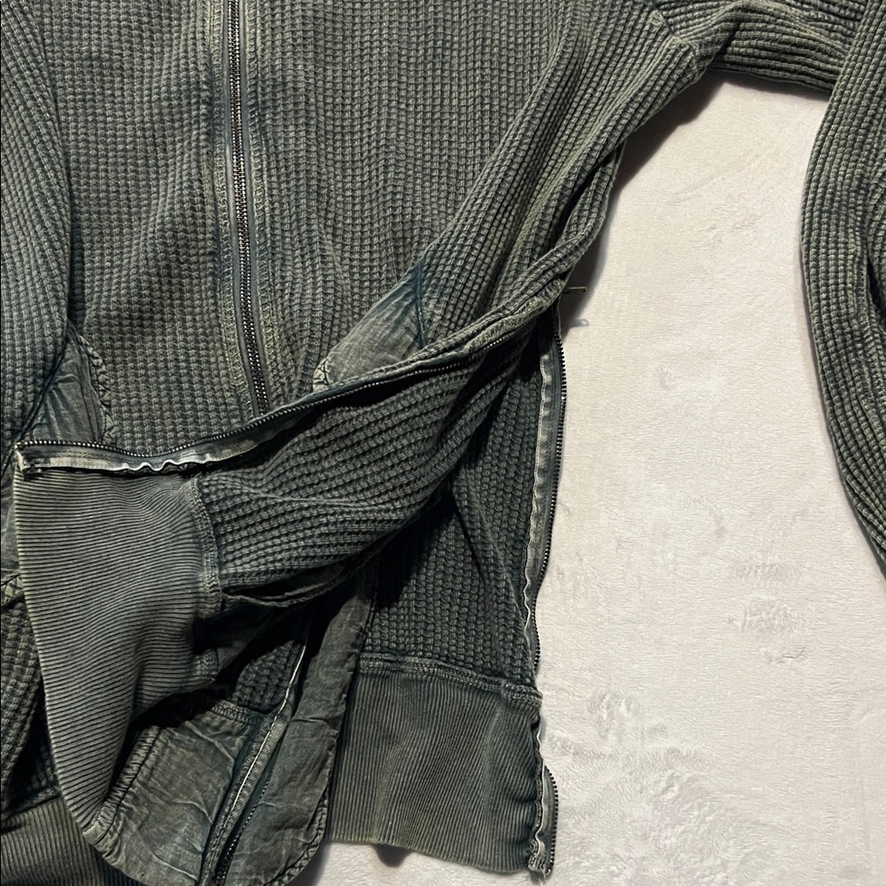 FP ONE Free people Lupo Bomber Cardi - Nevergreen sweater jacket knit Coachella - Picture 10 of 13